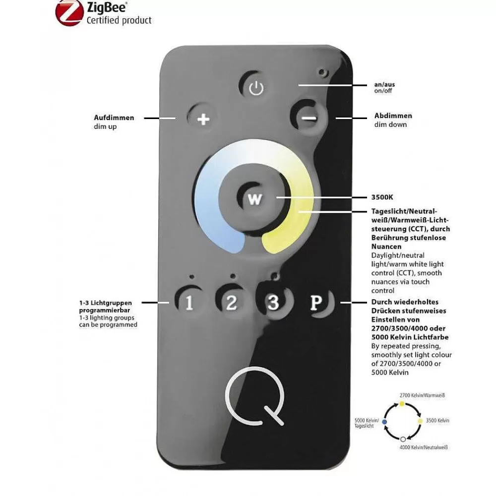 Paul Neuhaus Q-Serie Applique Murale / Plafonnier Paul Neuhaus Q-Matteo Led Aluminium, 2 Lumieres, Telecommandes
