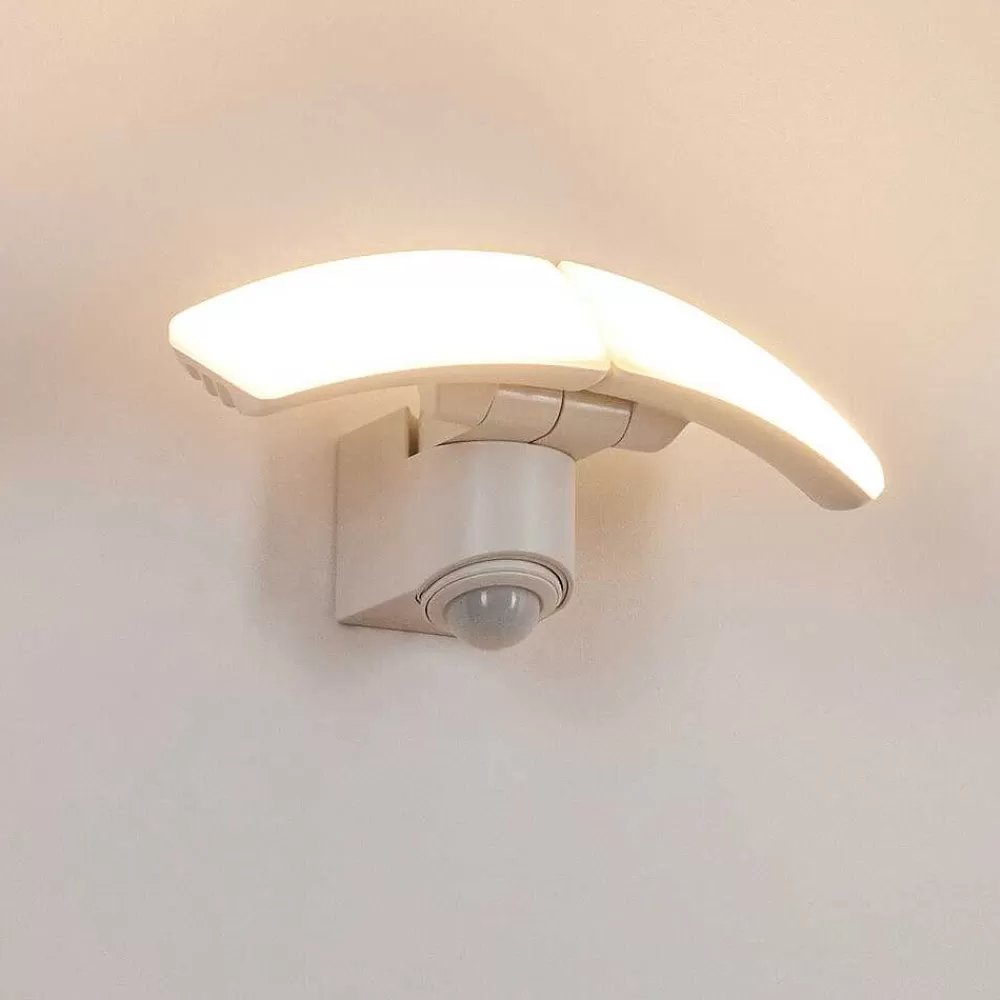 hofstein Applique Murale D'Exterieur Carnetin Led Blanc, 2 Lumieres, Detecteur De Mouvement
