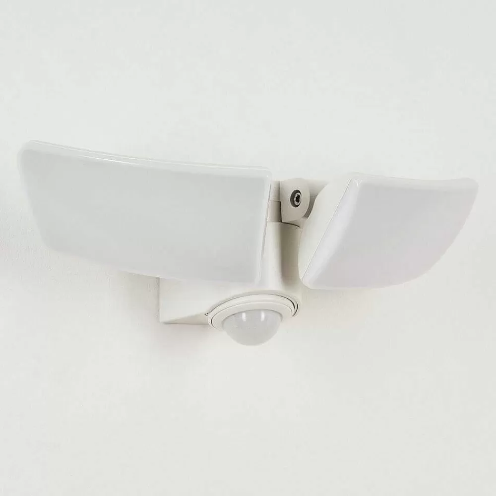 hofstein Applique Murale D'Exterieur Carnetin Led Blanc, 2 Lumieres, Detecteur De Mouvement