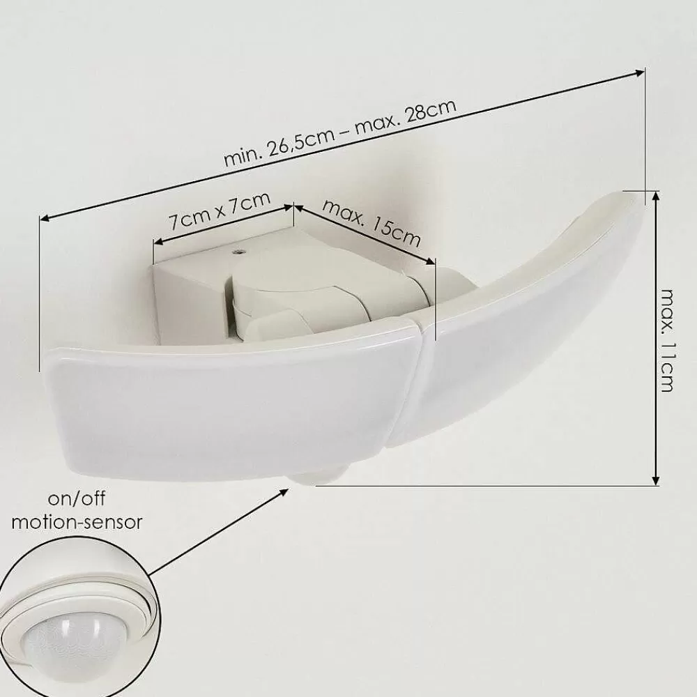hofstein Applique Murale D'Exterieur Carnetin Led Blanc, 2 Lumieres, Detecteur De Mouvement