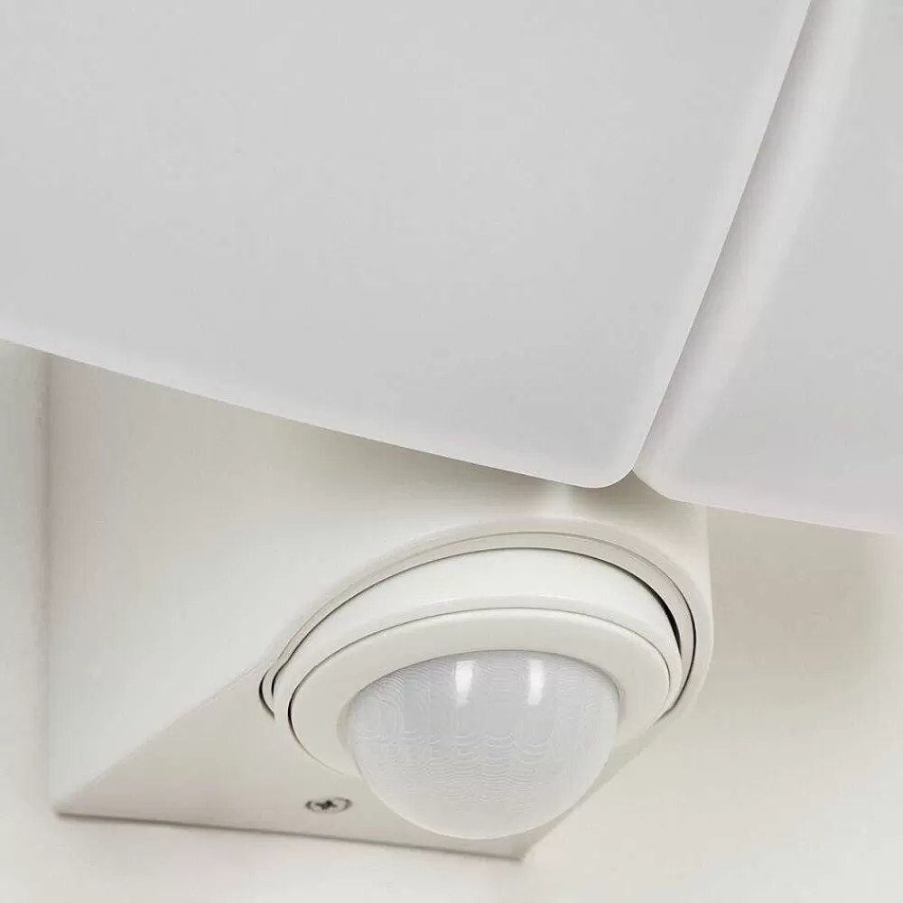 hofstein Applique Murale D'Exterieur Carnetin Led Blanc, 2 Lumieres, Detecteur De Mouvement