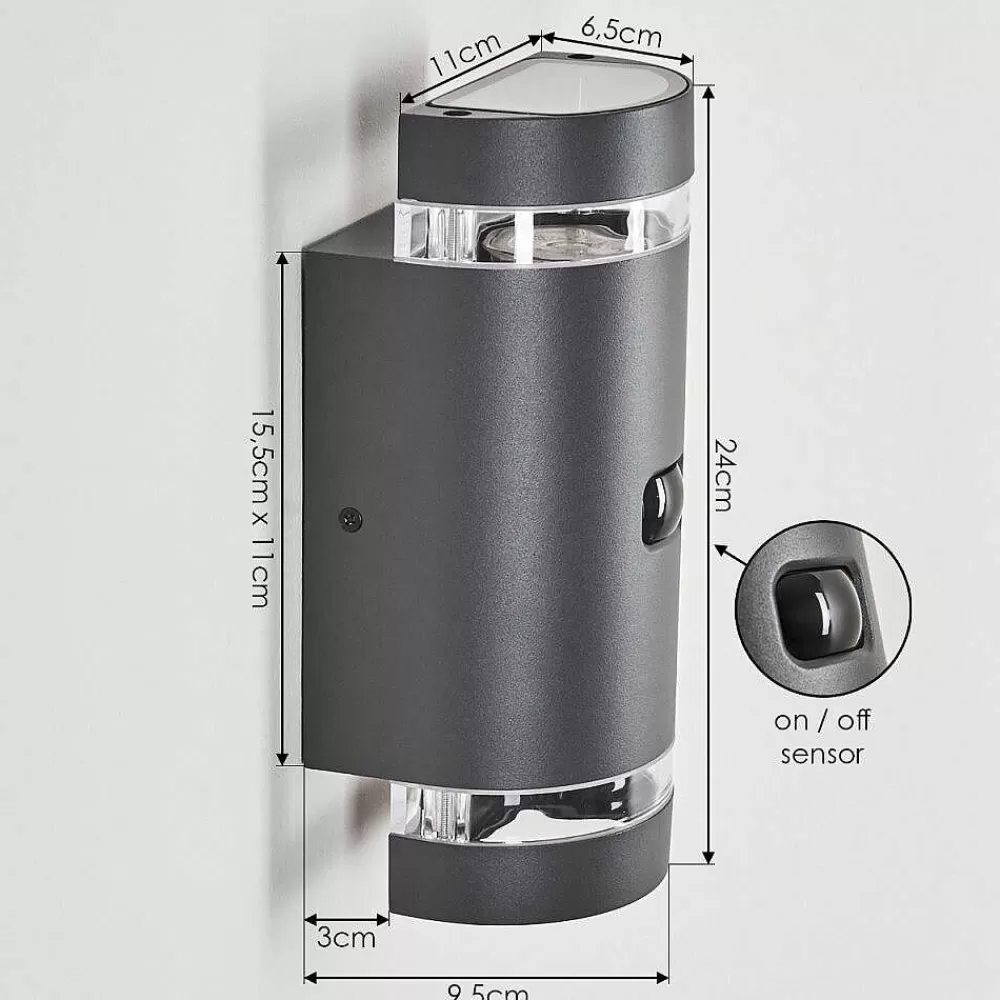 hofstein Applique Murale D'Exterieur Edevik Anthracite, 2 Lumieres, Detecteur De Mouvement