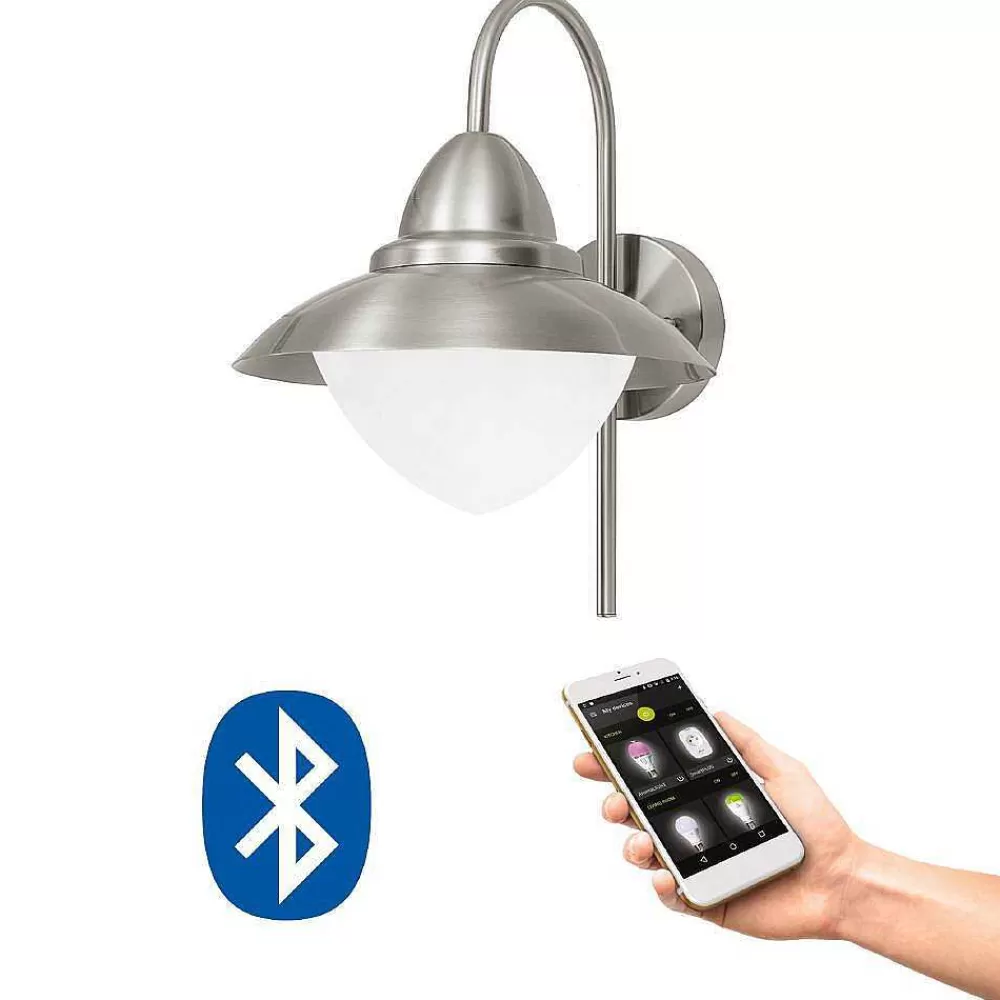 Luminaires Eglo Applique Murale D'Exterieur Eglo Sidney Led Acier Inoxydable, 1 Lumiere, Telecommandes, Changeur De Couleurs