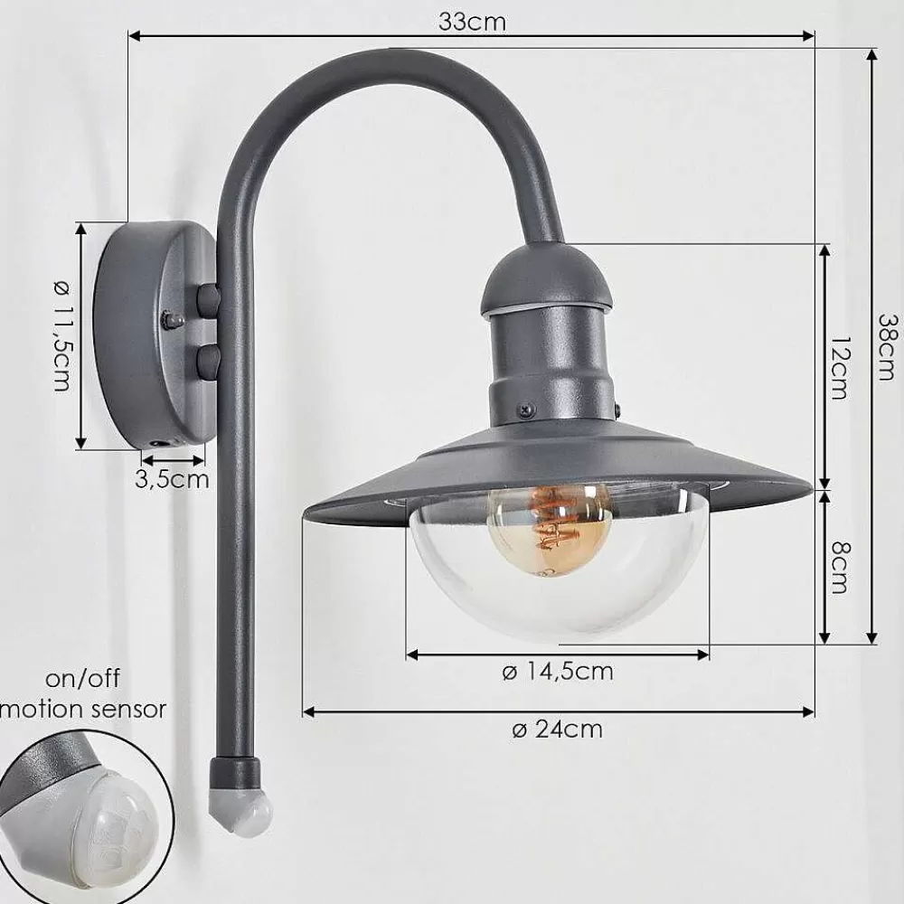hofstein Applique Murale D'Exterieur Elima Anthracite, 1 Lumiere, Detecteur De Mouvement