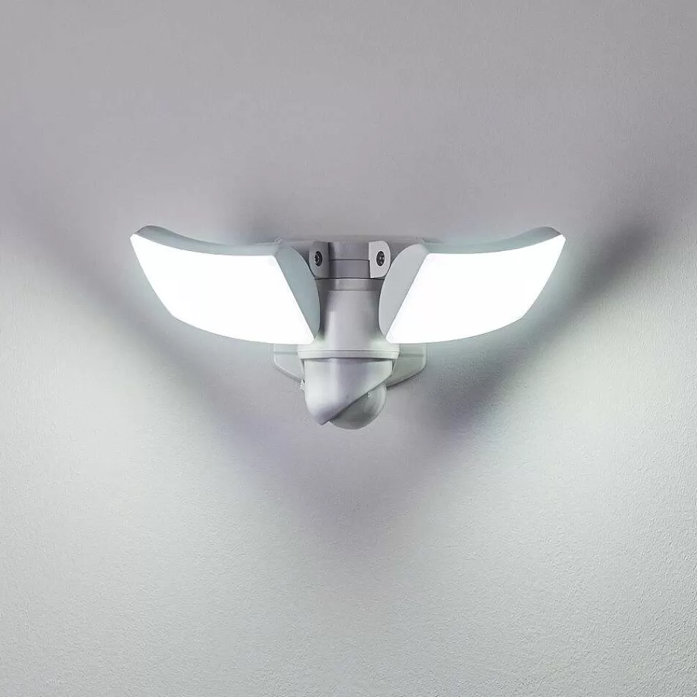 hofstein Applique Murale D'Exterieur Foroyar Led Blanc, 2 Lumieres, Detecteur De Mouvement