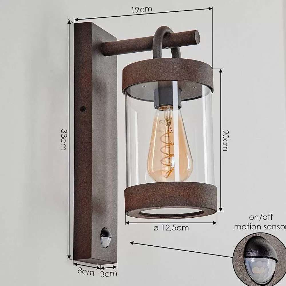 hofstein Applique Murale D'Exterieur Fulham Brun, Rouille, 1 Lumiere, Detecteur De Mouvement