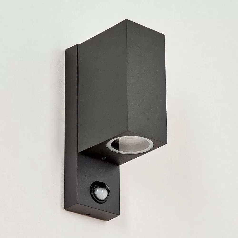 hofstein Applique Murale D'Exterieur Kingstown Anthracite, Transparent, 2 Lumieres, Detecteur De Mouvement
