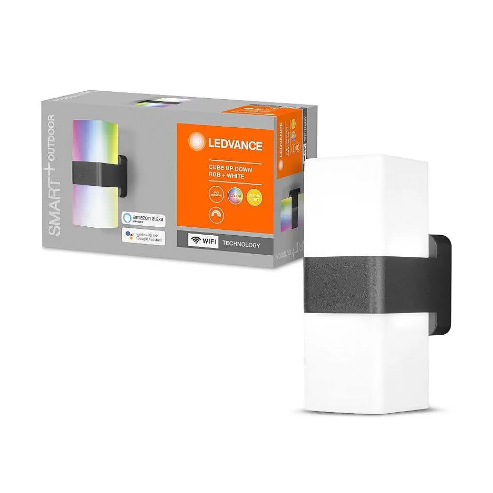 Luminaires Ledvance Applique Murale D'Exterieur Ledvance Cube Gris, 1 Lumiere, Changeur De Couleurs