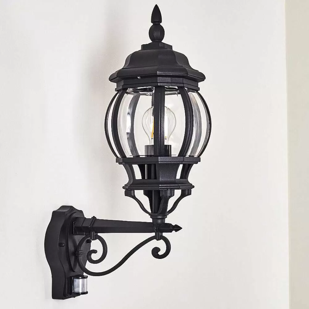 hofstein Applique Murale D'Exterieur Lentua Noir, 1 Lumiere, Detecteur De Mouvement