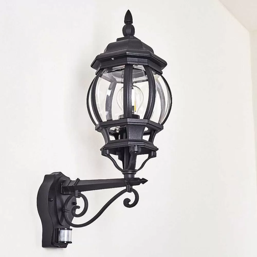 hofstein Applique Murale D'Exterieur Lentua Noir, 1 Lumiere, Detecteur De Mouvement