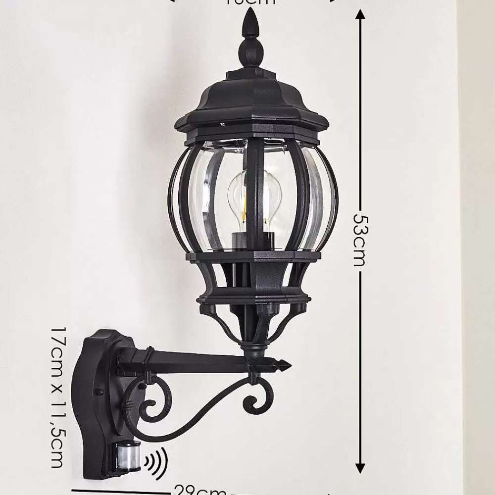 hofstein Applique Murale D'Exterieur Lentua Noir, 1 Lumiere, Detecteur De Mouvement