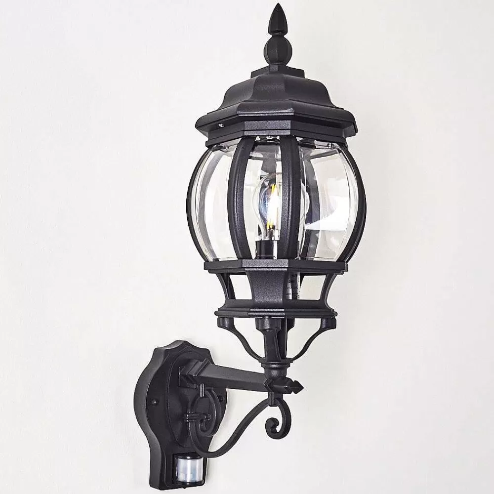 hofstein Applique Murale D'Exterieur Lentua Noir, 1 Lumiere, Detecteur De Mouvement