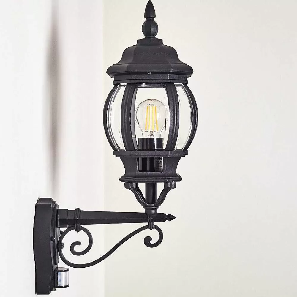 hofstein Applique Murale D'Exterieur Lentua Noir, 1 Lumiere, Detecteur De Mouvement