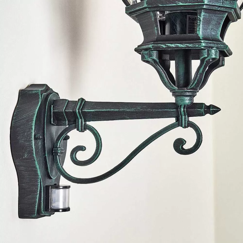 hofstein Applique Murale D'Exterieur Lentua Vert, Noir, 1 Lumiere, Detecteur De Mouvement