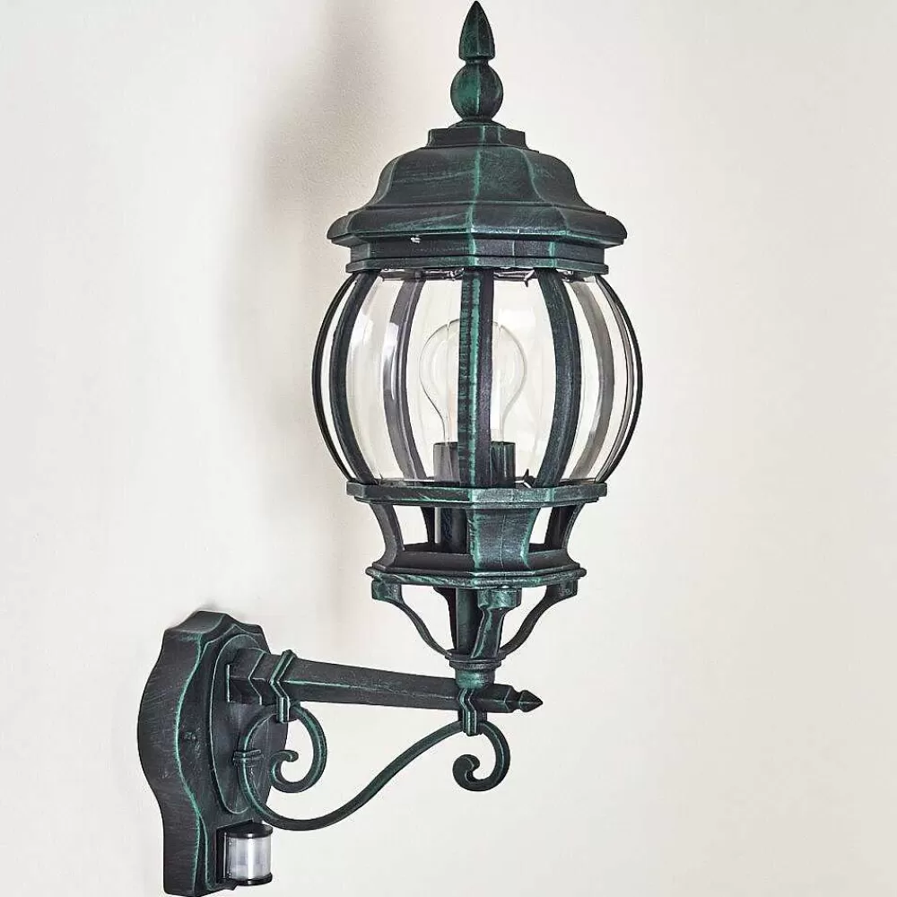 hofstein Applique Murale D'Exterieur Lentua Vert, Noir, 1 Lumiere, Detecteur De Mouvement