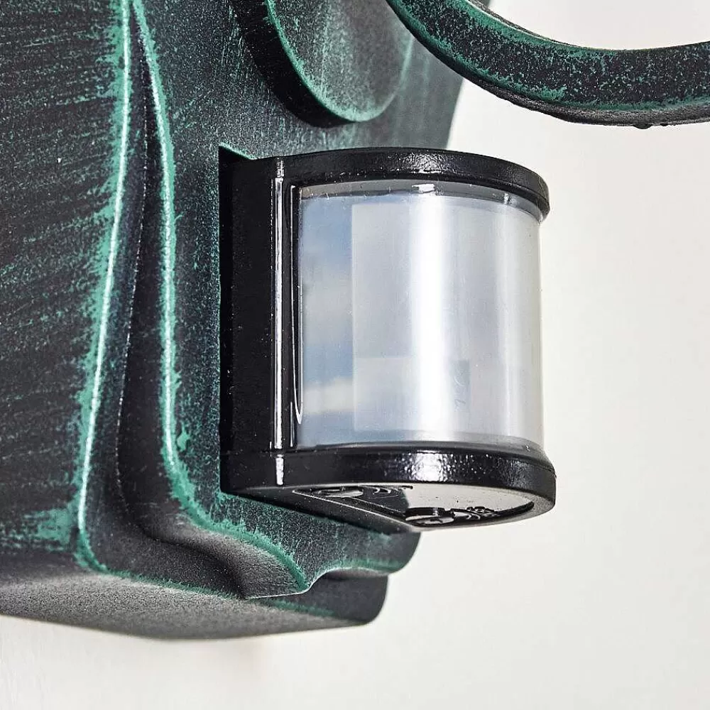 hofstein Applique Murale D'Exterieur Lentua Vert, Noir, 1 Lumiere, Detecteur De Mouvement