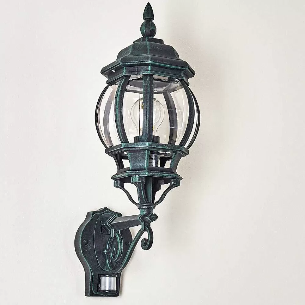 hofstein Applique Murale D'Exterieur Lentua Vert, Noir, 1 Lumiere, Detecteur De Mouvement