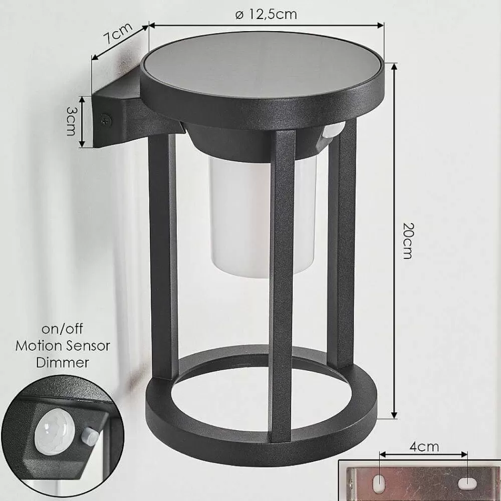 hofstein Applique Murale D'Exterieur Lokpano Led Noir, 1 Lumiere, Detecteur De Mouvement, Changeur De Couleurs