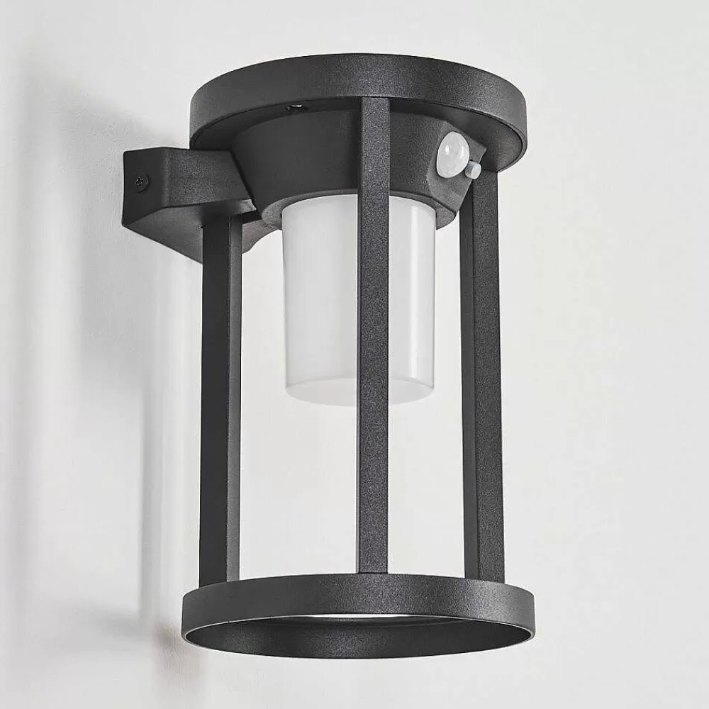 hofstein Applique Murale D'Exterieur Lokpano Led Noir, 1 Lumiere, Detecteur De Mouvement, Changeur De Couleurs