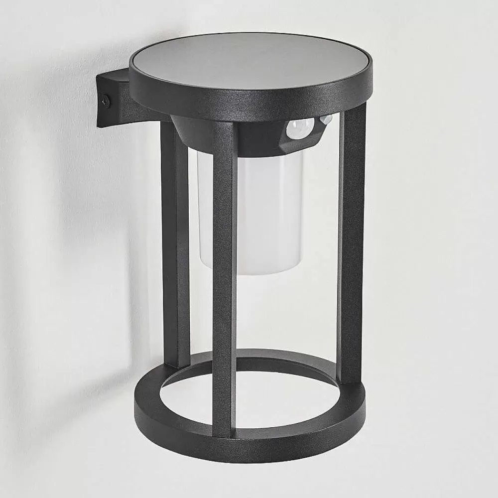 hofstein Applique Murale D'Exterieur Lokpano Led Noir, 1 Lumiere, Detecteur De Mouvement, Changeur De Couleurs