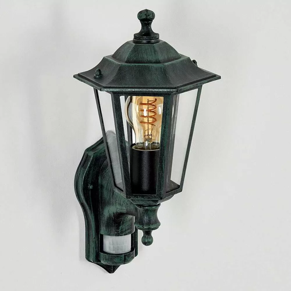 hofstein Applique Murale D'Exterieur Loria Vert, Noir, 1 Lumiere, Detecteur De Mouvement