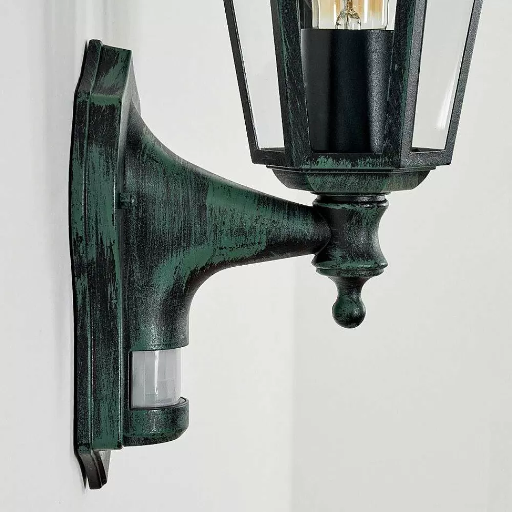 hofstein Applique Murale D'Exterieur Loria Vert, Noir, 1 Lumiere, Detecteur De Mouvement