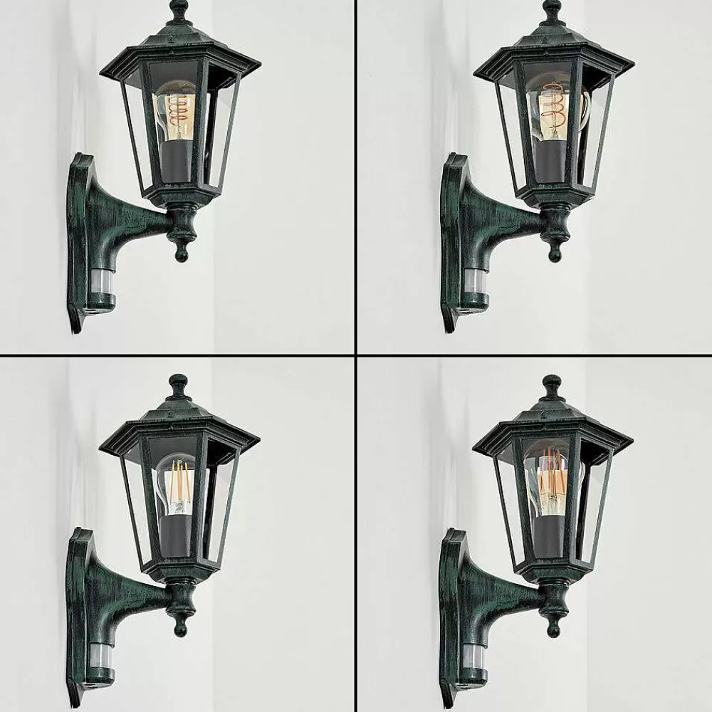 hofstein Applique Murale D'Exterieur Loria Vert, Noir, 1 Lumiere, Detecteur De Mouvement