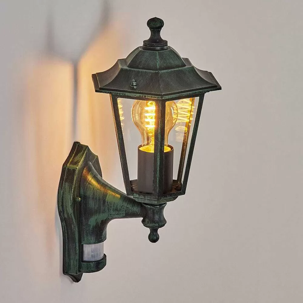 hofstein Applique Murale D'Exterieur Loria Vert, Noir, 1 Lumiere, Detecteur De Mouvement