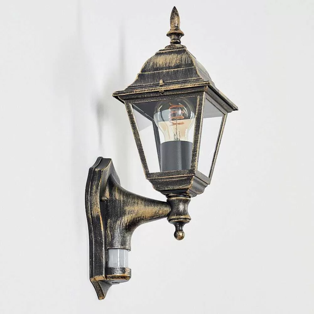 hofstein Applique Murale D'Exterieur Naofe Brun, Or, 1 Lumiere, Detecteur De Mouvement