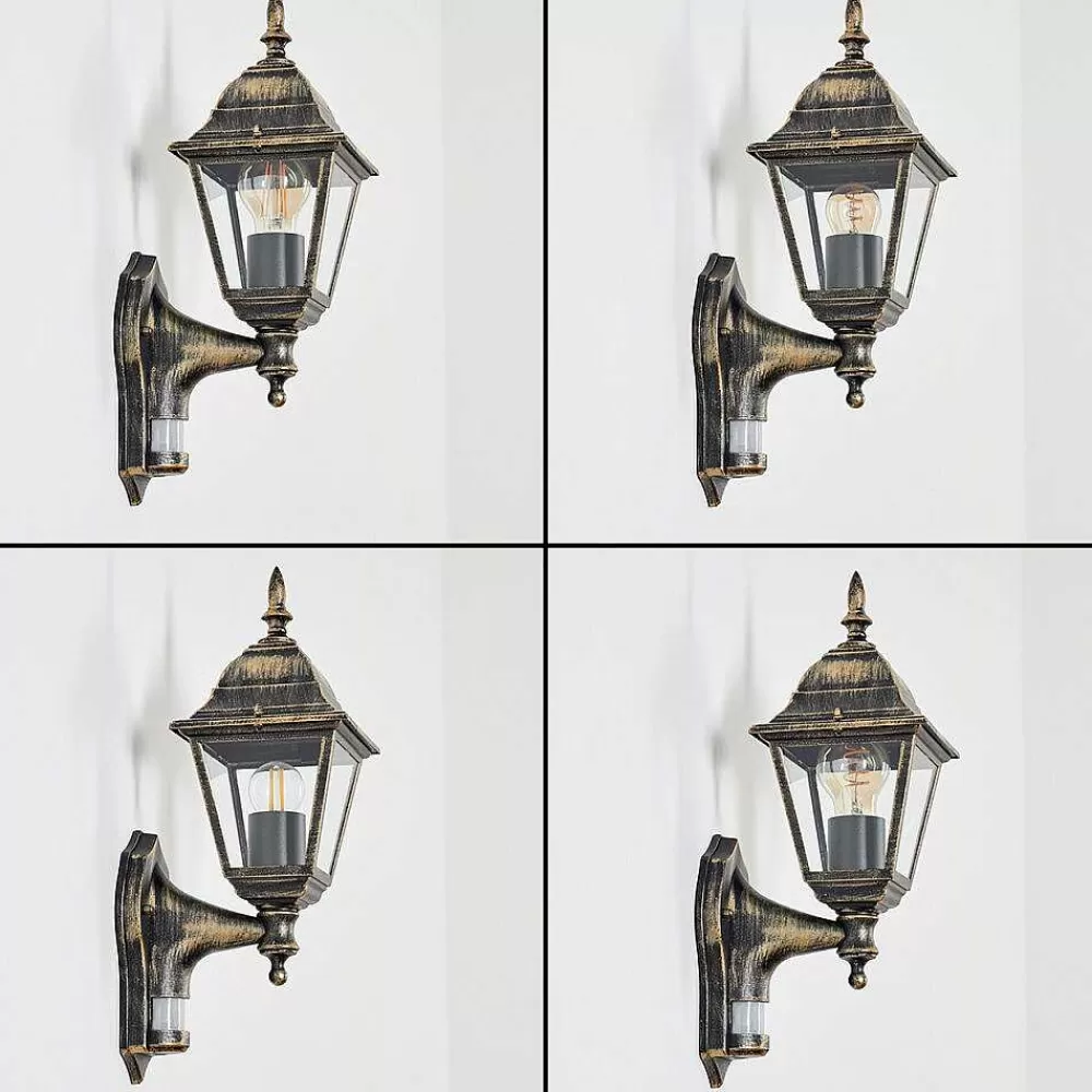 hofstein Applique Murale D'Exterieur Naofe Brun, Or, 1 Lumiere, Detecteur De Mouvement