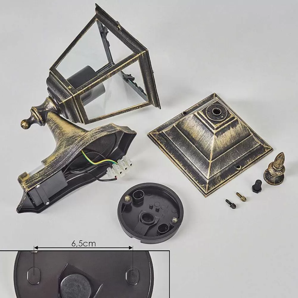 hofstein Applique Murale D'Exterieur Naofe Brun, Or, 1 Lumiere, Detecteur De Mouvement