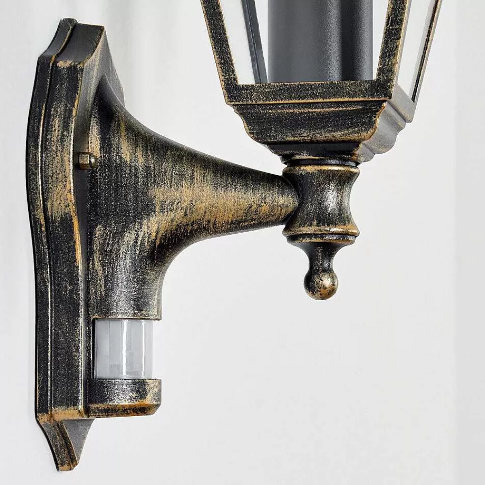 hofstein Applique Murale D'Exterieur Naofe Brun, Or, 1 Lumiere, Detecteur De Mouvement