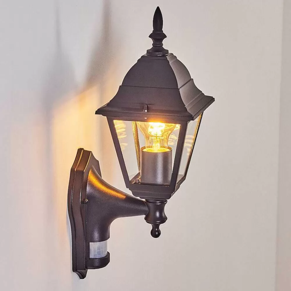hofstein Applique Murale D'Exterieur Naofe Noir, 1 Lumiere, Detecteur De Mouvement