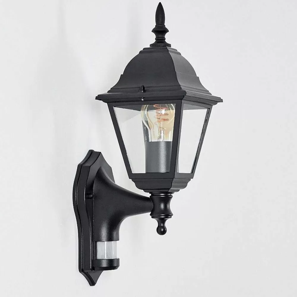 hofstein Applique Murale D'Exterieur Naofe Noir, 1 Lumiere, Detecteur De Mouvement