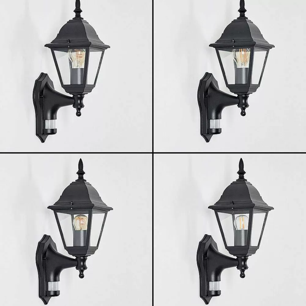 hofstein Applique Murale D'Exterieur Naofe Noir, 1 Lumiere, Detecteur De Mouvement