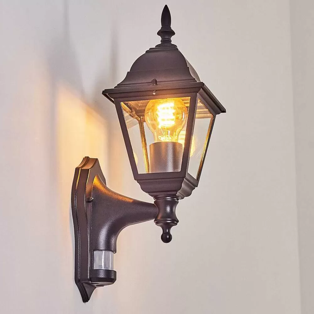 hofstein Applique Murale D'Exterieur Naofe Noir, 1 Lumiere, Detecteur De Mouvement