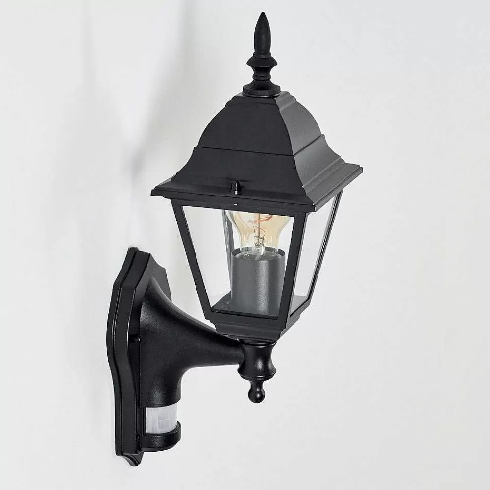 hofstein Applique Murale D'Exterieur Naofe Noir, 1 Lumiere, Detecteur De Mouvement