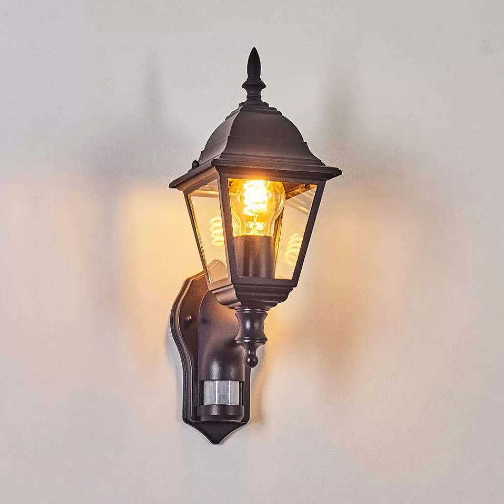 hofstein Applique Murale D'Exterieur Naofe Noir, 1 Lumiere, Detecteur De Mouvement