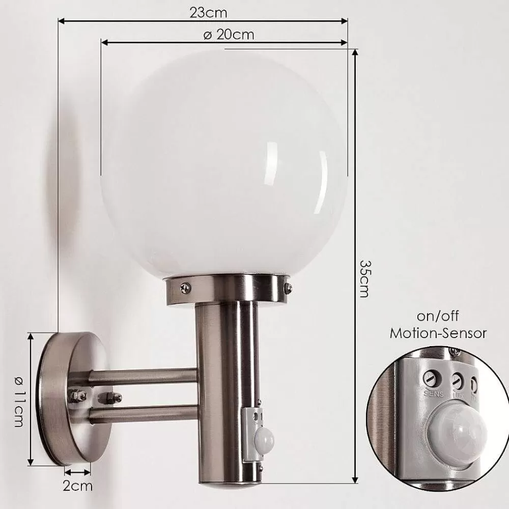 hofstein Applique Murale D'Exterieur Napaskiak Nickel Mat, 1 Lumiere, Detecteur De Mouvement