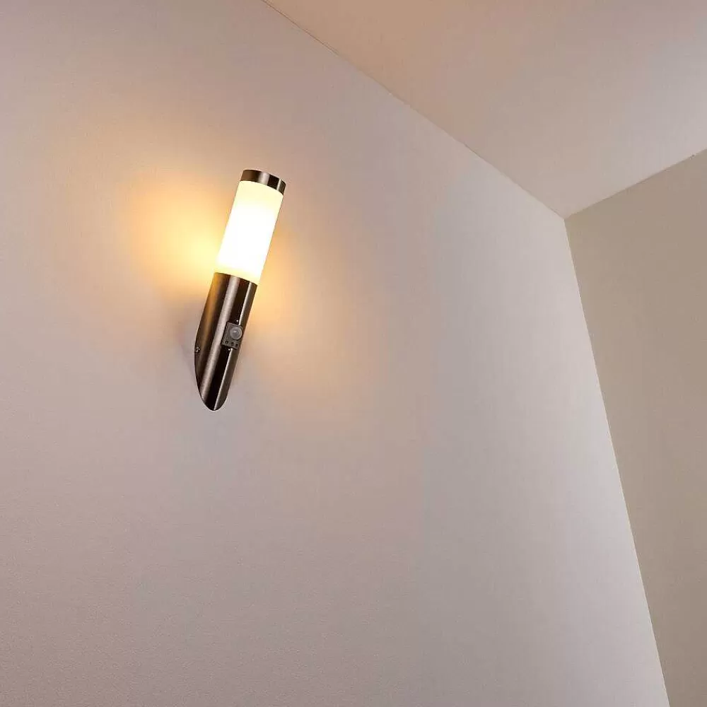 hofstein Applique Murale D'Exterieur Norburg Acier Inoxydable, 1 Lumiere, Detecteur De Mouvement