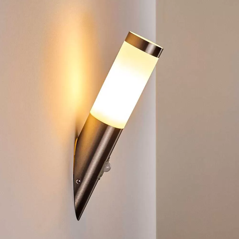 hofstein Applique Murale D'Exterieur Norburg Acier Inoxydable, 1 Lumiere, Detecteur De Mouvement