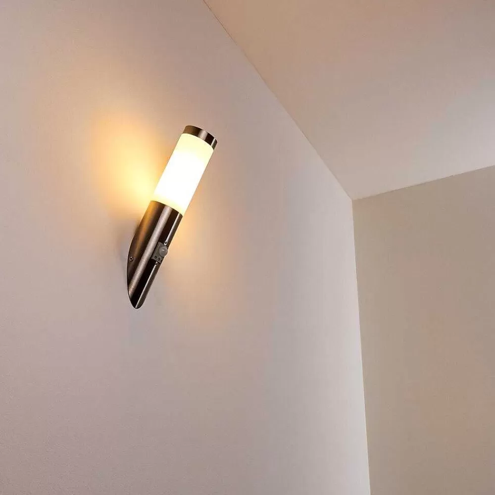 hofstein Applique Murale D'Exterieur Norburg Acier Inoxydable, 1 Lumiere, Detecteur De Mouvement