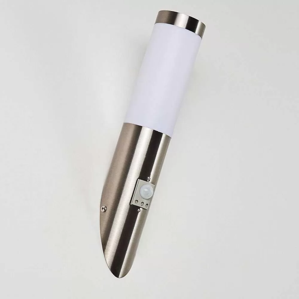 hofstein Applique Murale D'Exterieur Norburg Acier Inoxydable, 1 Lumiere, Detecteur De Mouvement