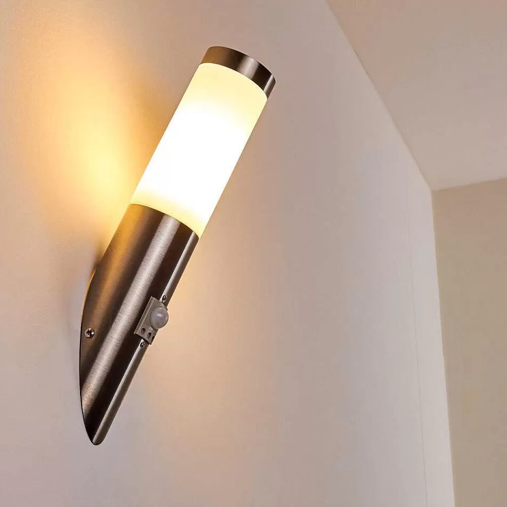 hofstein Applique Murale D'Exterieur Norburg Acier Inoxydable, 1 Lumiere, Detecteur De Mouvement