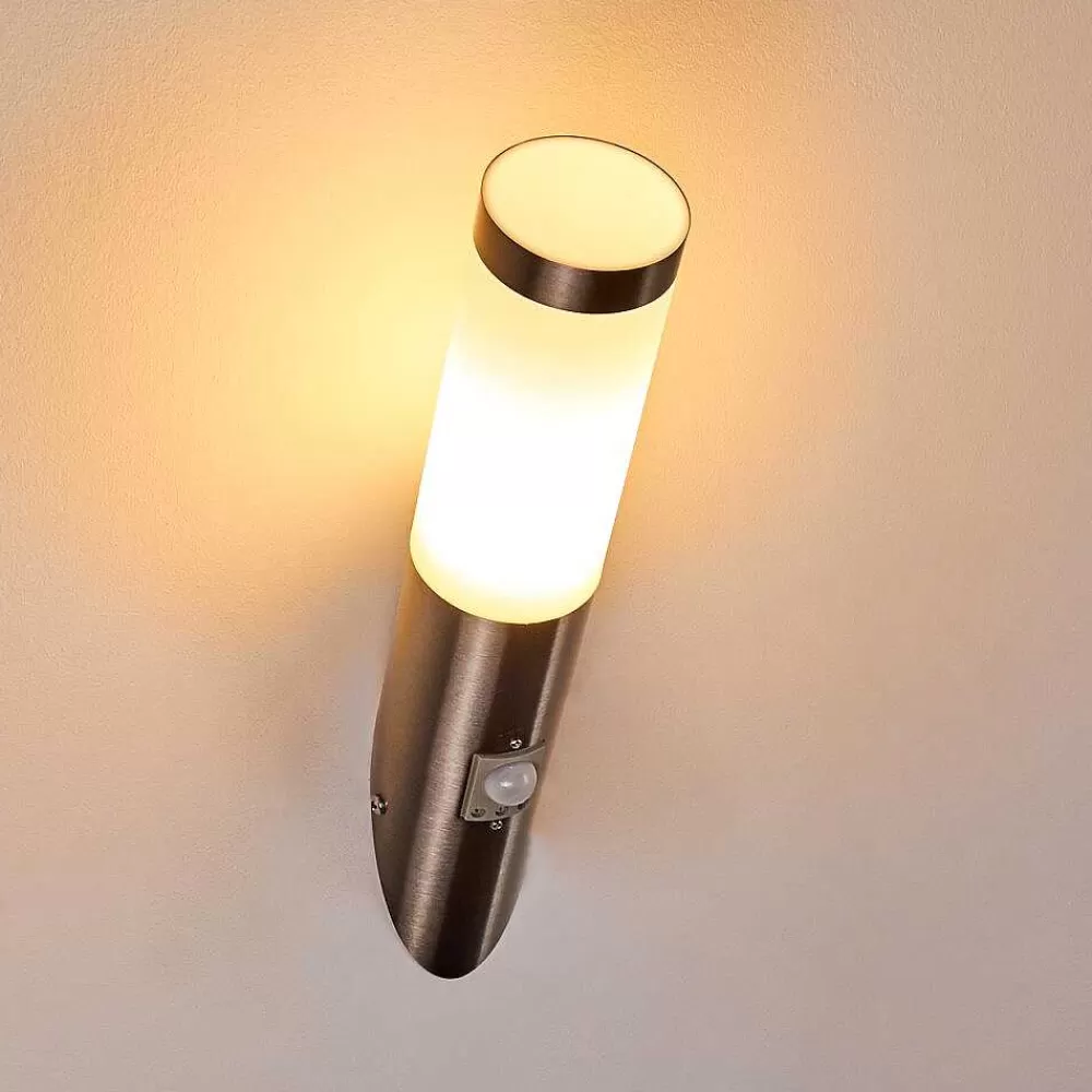 hofstein Applique Murale D'Exterieur Norburg Acier Inoxydable, 1 Lumiere, Detecteur De Mouvement