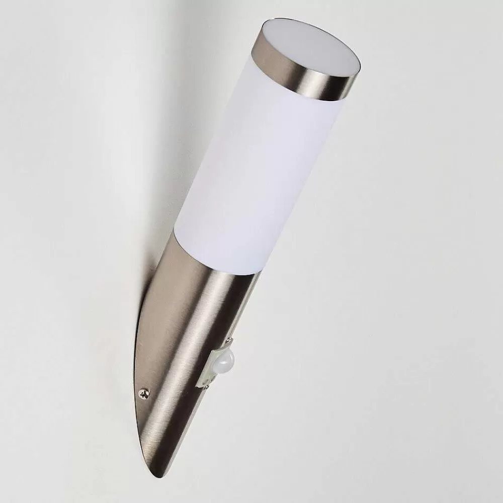 hofstein Applique Murale D'Exterieur Norburg Acier Inoxydable, 1 Lumiere, Detecteur De Mouvement