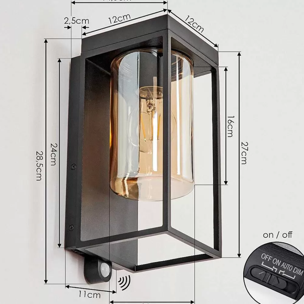 hofstein Applique Murale D'Exterieur Palanga Led Noir, 1 Lumiere, Detecteur De Mouvement