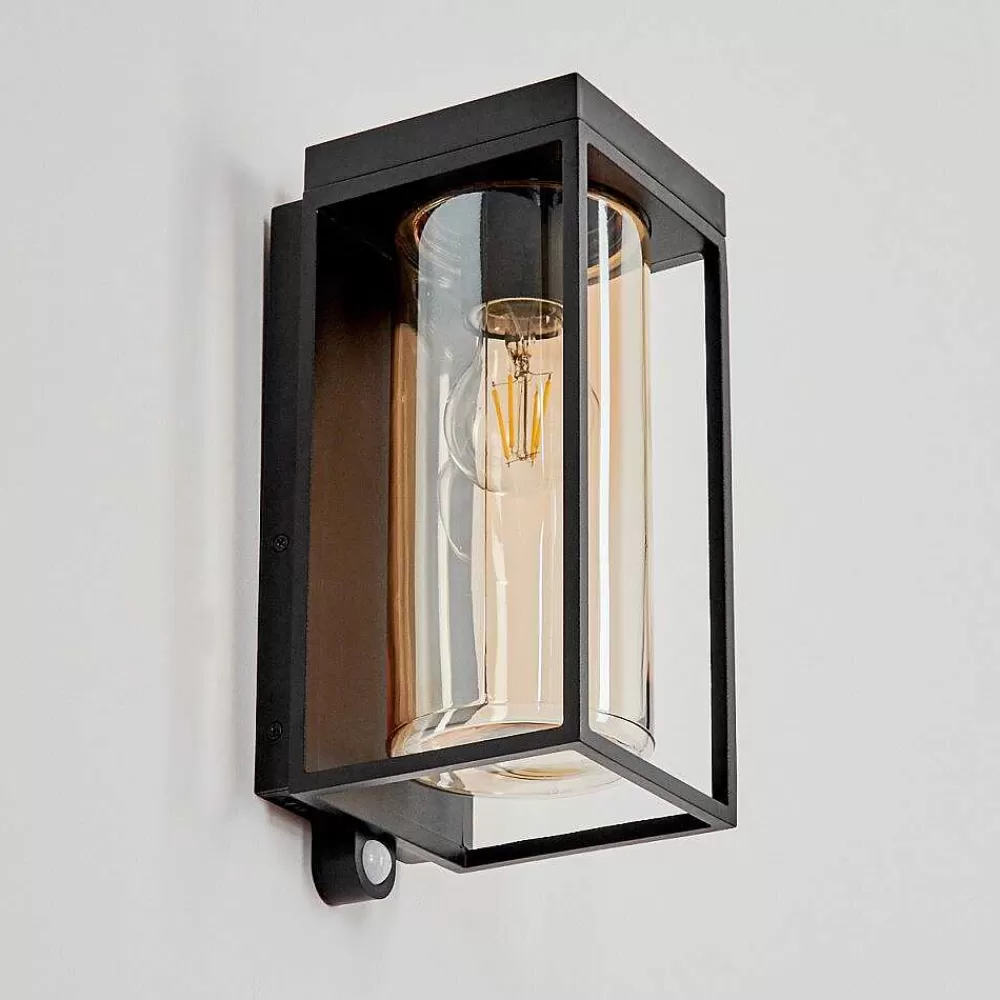 hofstein Applique Murale D'Exterieur Palanga Led Noir, 1 Lumiere, Detecteur De Mouvement