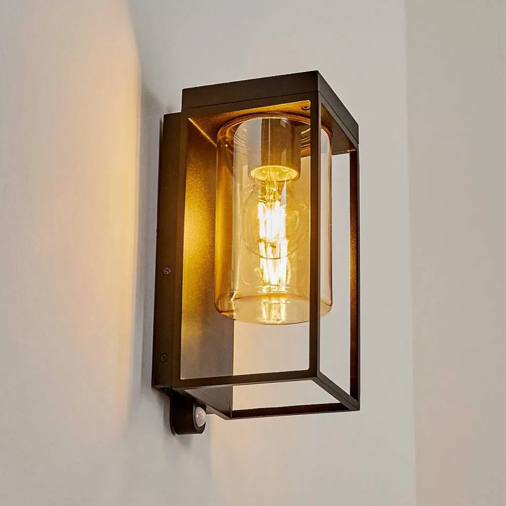 hofstein Applique Murale D'Exterieur Palanga Led Noir, 1 Lumiere, Detecteur De Mouvement