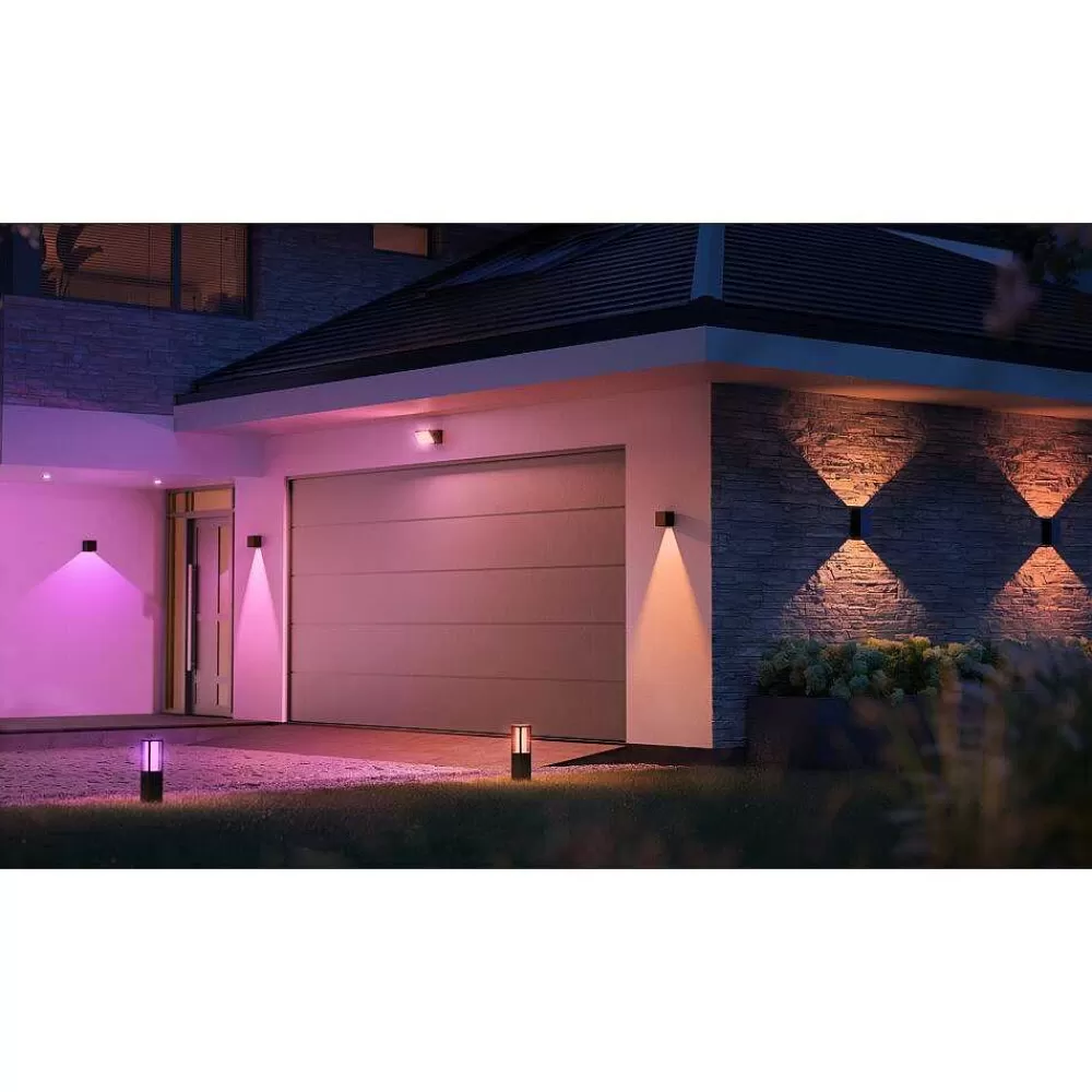 Luminaires Philips Applique Murale D'Exterieur Philips Hue Resonate Led Noir, 1 Lumiere, Changeur De Couleurs